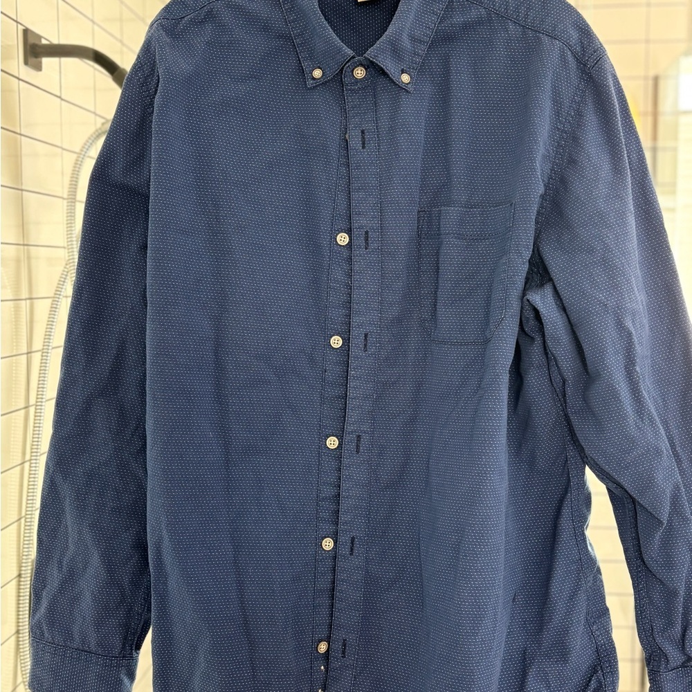 Carbon 2 Cobalt Men's Blue Button-Down dot cotton Shirt large tall